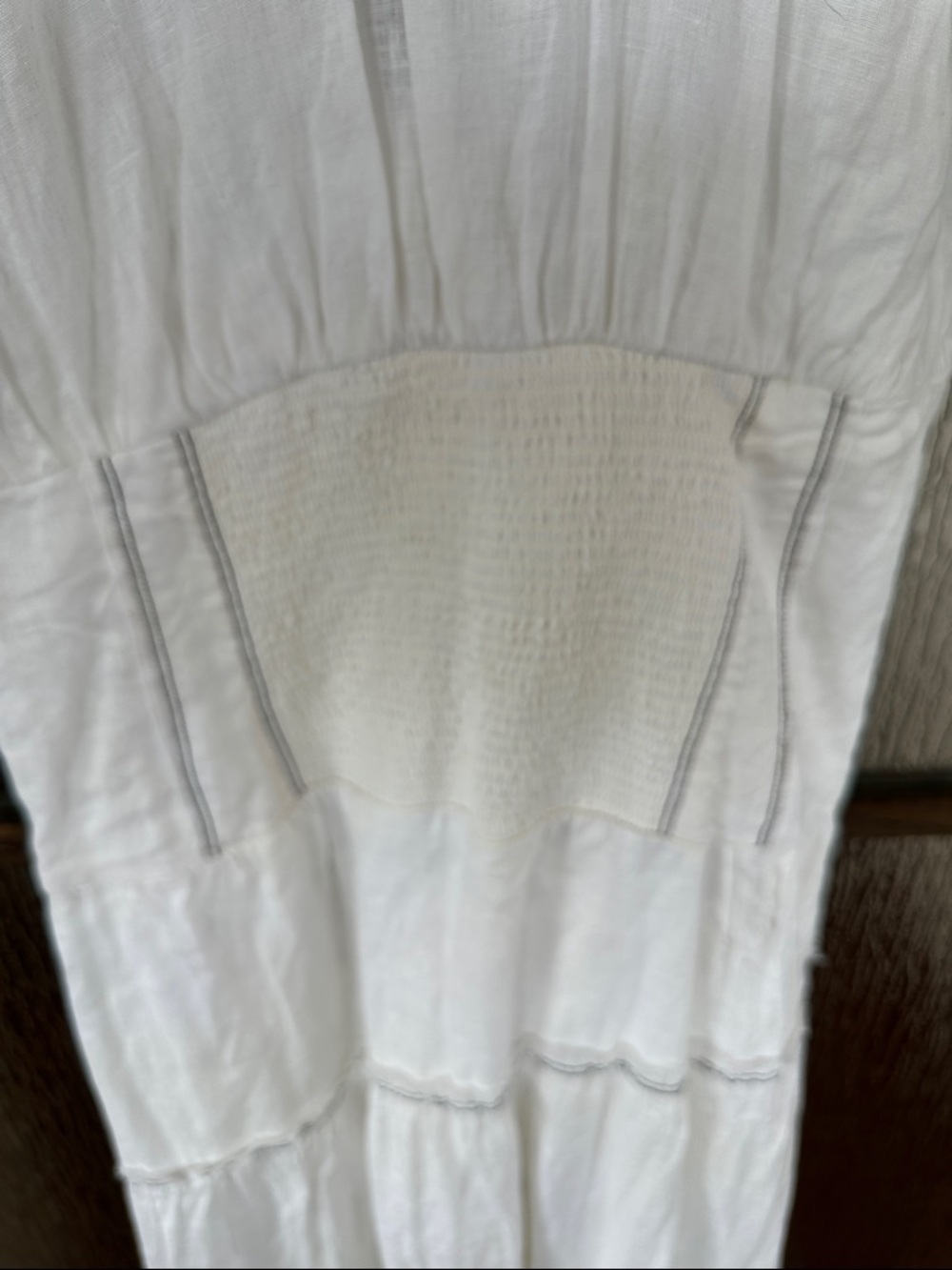 Anthropologie V-Neck Corset Midi Shirt Dress white W/black trim size Medium NWT - Picture 9 of 9